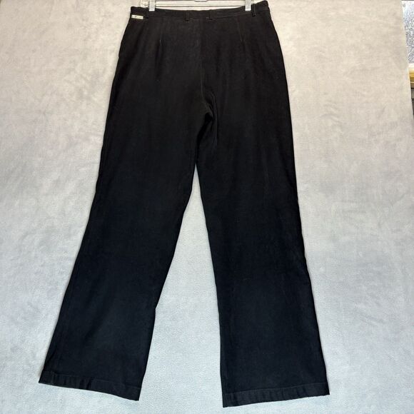 St John Sport By Marie Gray Pants Size 8 Black Straight Suede Feel Quiet Luxury - Picture 4 of 9